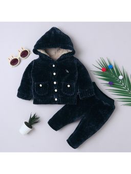 Yellow Apple - Stylish Winter Wear Hoodie and Joggers -Navy Blue