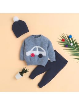 Yellow Apple - Stylish Winter Wear Sweatshirt and Joggers with Cap -Grey