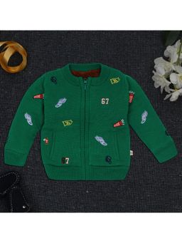 Yellow Apple - Stylish Winter Wear Cardigan For Girls -Green