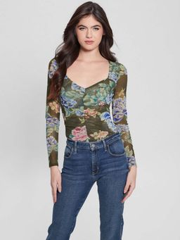 Guess - Women Olive Floral Top