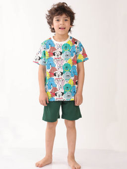 ANTHRILO - White Printed Comfortable Fit T-Shirt and Shorts (Set of 2)