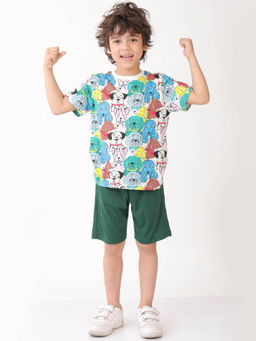ANTHRILO - Multi-Color Printed Comfortable Fit T-Shirt and Shorts (Set of 2)