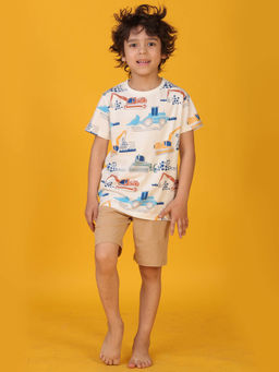 ANTHRILO - Multi-Color Printed Comfortable Fit T-Shirt and Shorts (Set of 2)