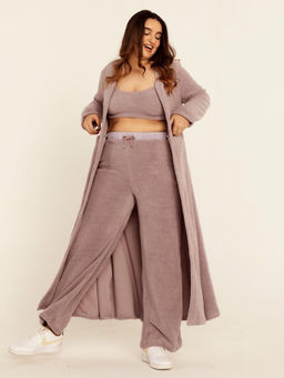 Lea Clothing - Betty Lavender Teddy Long Cardigan