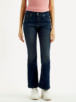 Levi's - Womens 725 Dark-Blue Slim Bootcut Fit Mid Rise Jeans