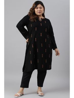 W - Black Floral Winter Kurta
