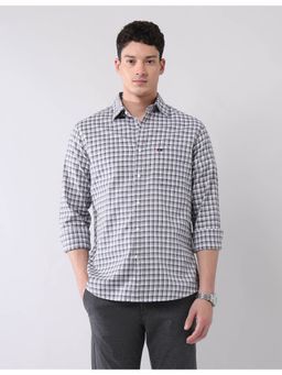 AD By Arvind - Grey Modern Slim Fit Graph Checked Shirt
