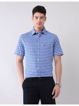 AD By Arvind - Blue Modern Slim Fit Tartan Checked Shirt