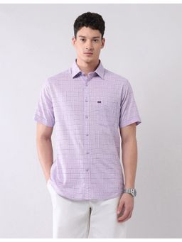 AD By Arvind - Purple Modern Slim Fit Tartan Checked Shirt
