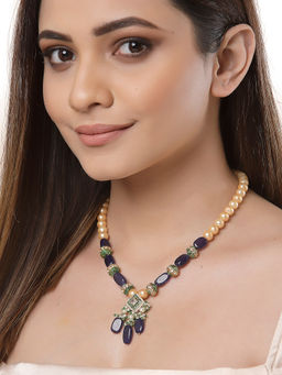 Dugran By Dugristyle - Blue & Green Kundan Kundan Haar Necklace