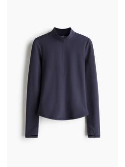 H&M - Women Navy Blue Warming Zip-Top Sports Top with Soft move