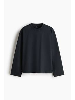 H&M - Men Black Relaxed Fit Boxy Long-Sleeved T-Shirt