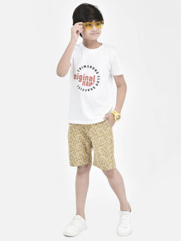 CRIMSOUNE CLUB - Boy Self Design Yellow Shorts