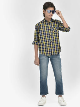 CRIMSOUNE CLUB - Boy Tartan Check Yellow Shirt