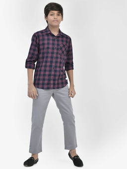 CRIMSOUNE CLUB - Boy Tartan Check Red Shirt
