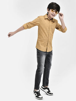 CRIMSOUNE CLUB - Boy Self Design Mustard Shirt