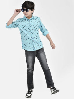 CRIMSOUNE CLUB - Boy Self Design Blue Shirt