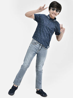 CRIMSOUNE CLUB - Boy Self Design Blue T-Shirt