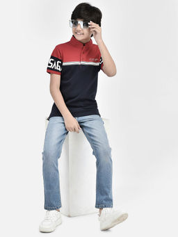 CRIMSOUNE CLUB - Boy Color Block Red T-Shirt