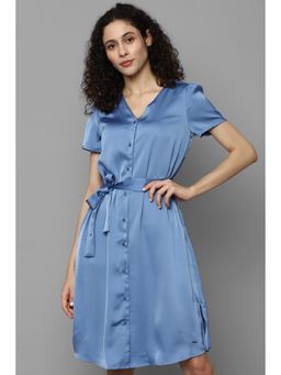 Allen Solly - Women Blue Solid Casual Dress with Belt (Set of 2)
