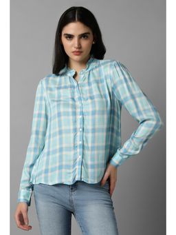 Allen Solly - Women Blue Check Long Sleeves Shirt