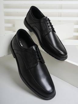 Pelle Albero - Men Black Solid Leather Formal Derbies