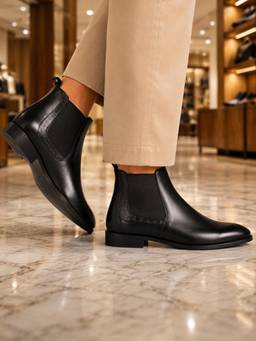 Pelle Albero - Men Black Formal Chelsea Boots