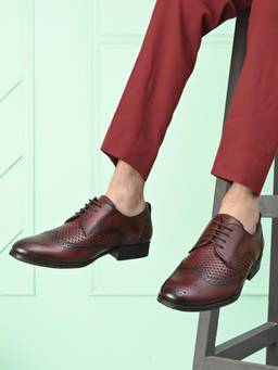 Pelle Albero - Wine Men Bordo Colour Leather Brogues