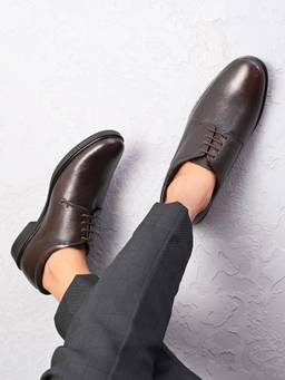 Pelle Albero - Men's Formal Comfortable Leather Brown Derbies