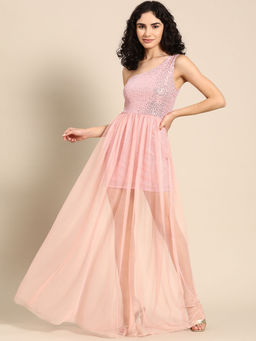 Dodo & Moa - Pink Embellished One Shoulder Dress