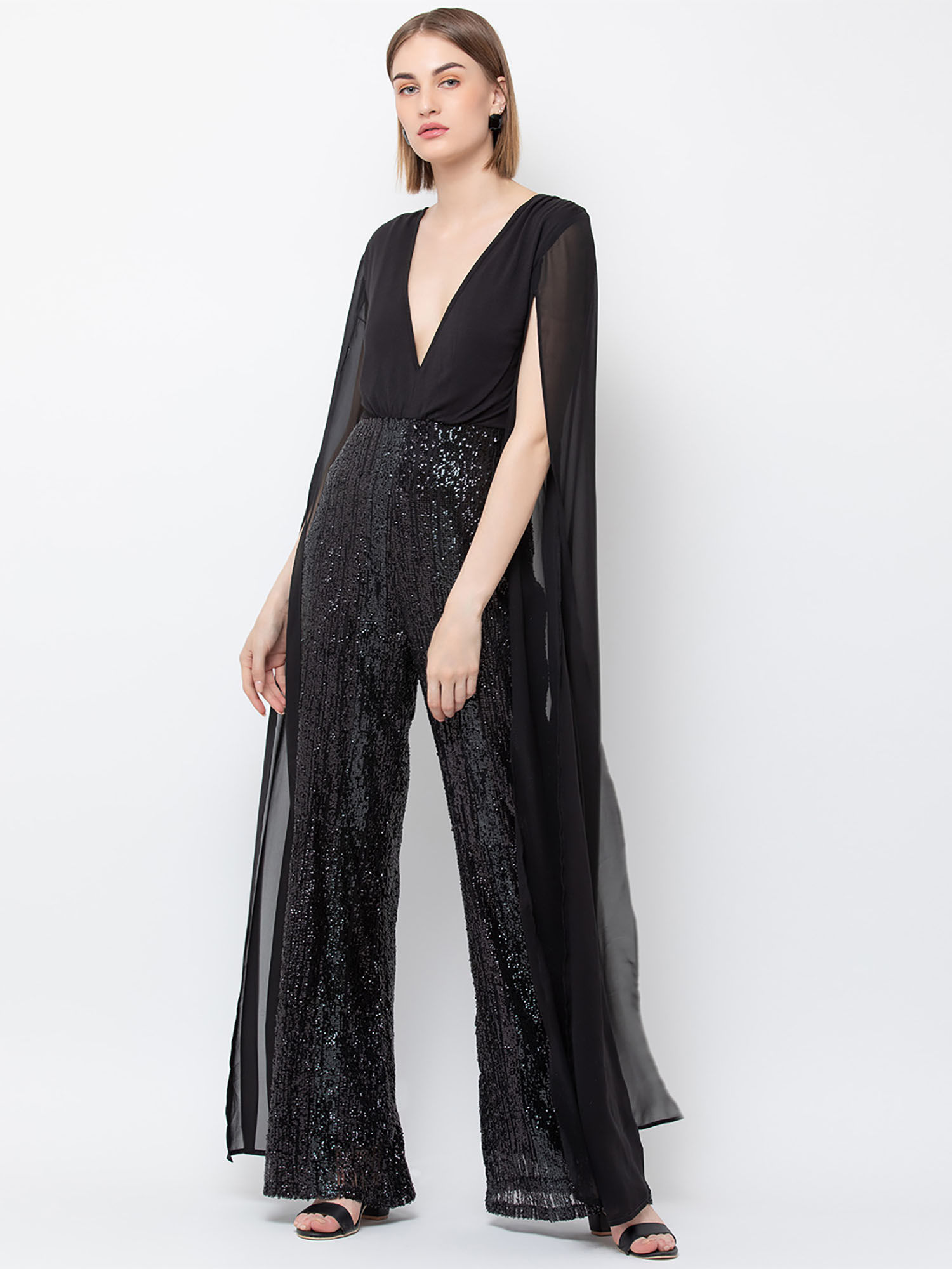 Women Black Embellished Basic Jumpsuit-picture-16