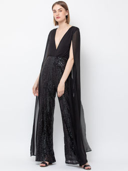 Dodo & Moa - Women Black Embellished Basic Jumpsuit