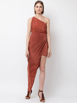 Dodo & Moa - Women Rust Solid Maxi Dress