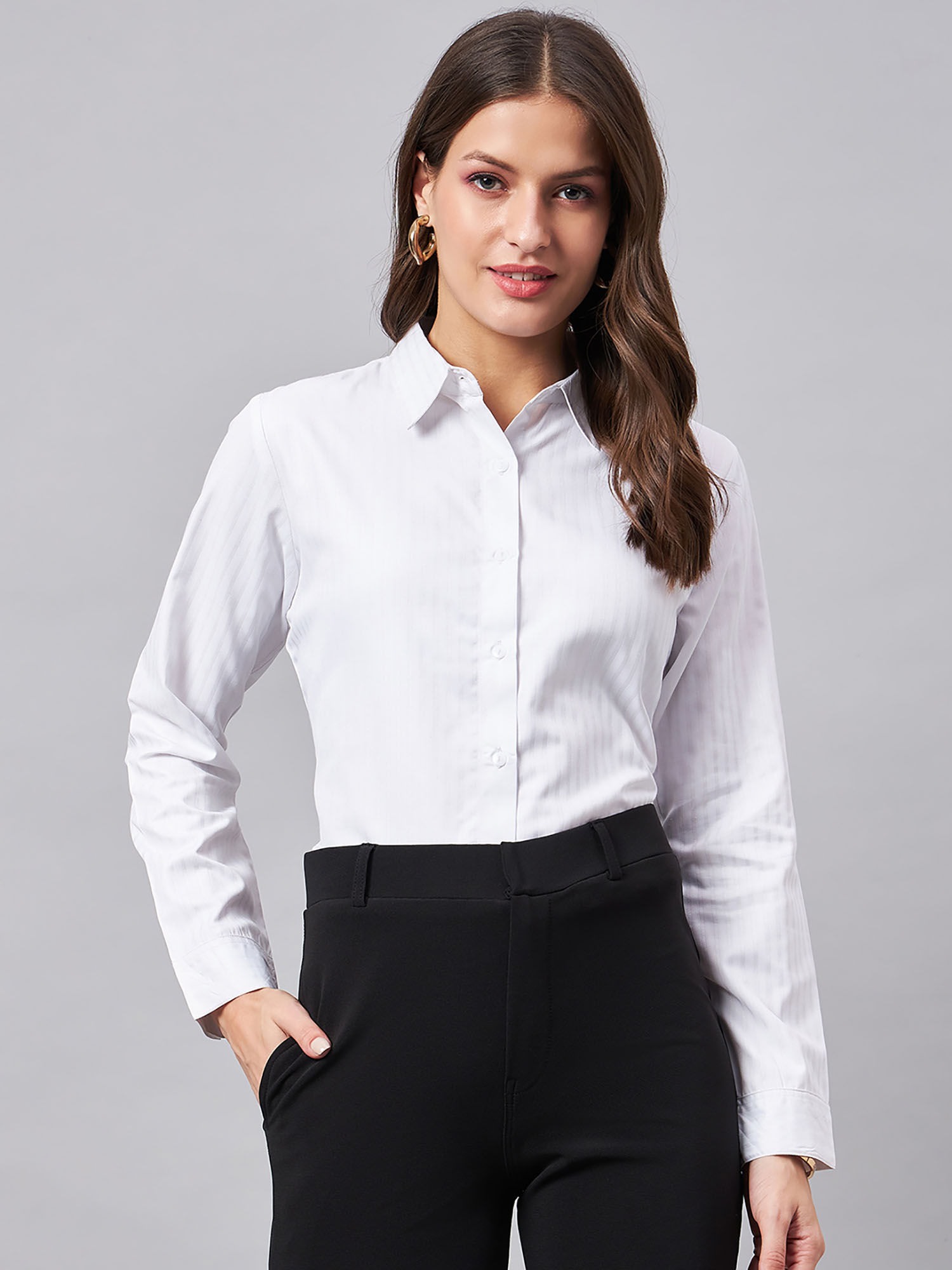 white polyester shirt women's