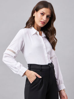 Style Quotient - Women`s Smart White Shirt Spread Collar Full Sleeves Shirt