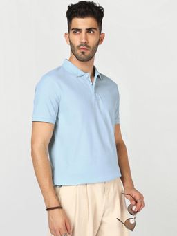 Bewakoof - Men Nantucket Breeze Blue Polo T-Shirt