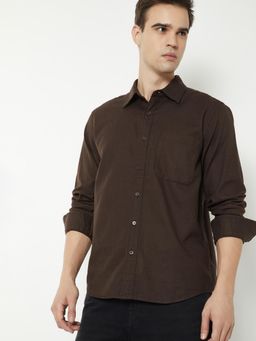 max - Men Brown Pure Cotton Comfortable Fit Shirt