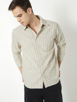 max - Men Beige Pure Cotton Regular Fit Shirt
