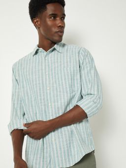 max - Men Teal Pure Cotton Regular Fit Shirt