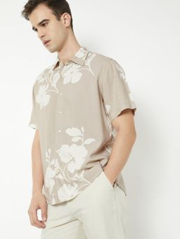 max - Men Beige Viscose Blend Regular Fit Shirt