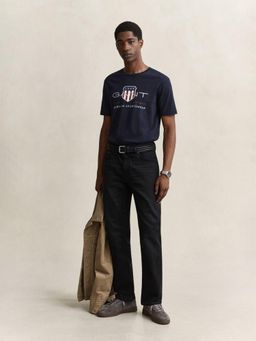 GANT - Men Navy Blue Cotton Regular Fit T-Shirt