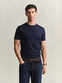 GANT - Men Navy Blue Cotton Regular Fit T-Shirt