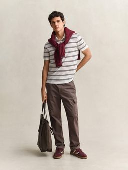 GANT - Men Cream Cotton Regular Fit Polo T-Shirt