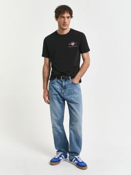 GANT - Men Black Cotton Regular Fit T-Shirt