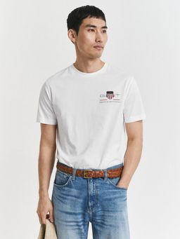 GANT - Men White Cotton Regular Fit T-Shirt
