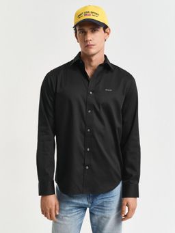 GANT - Men Black Cotton Regular Fit Shirt