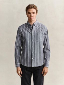 GANT - Men Grey Cotton Regular Fit Shirt