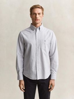 GANT - Men Grey Cotton Regular Fit Shirt