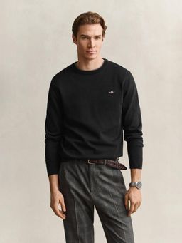 GANT - Men Black Cotton Regular Fit Sweater
