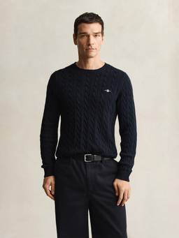 GANT - Men Navy Blue Cotton Regular Fit Sweater